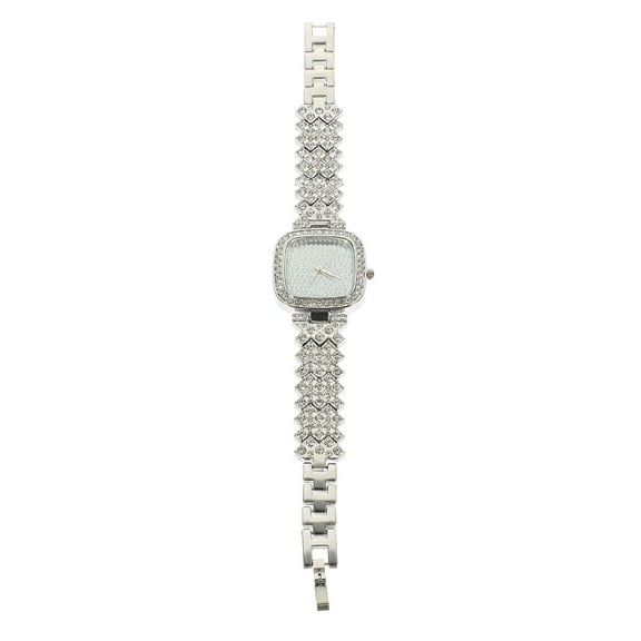 COMPUKAS 1Pack Silver Round Wrist Watch with Rhinestone Design for Women Elegant Timekeeping Accessory