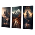 thumbnail image 3 of Designart "Endless Roads Through Misty Snowy Mountains II" Meadow Wall Art Set Of 3 - Traditional Brown Canvas Set For Living Room Decor, 3 of 6