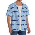 thumbnail image 2 of Susaid Party Shark Cute Print Men's Polo Shirts Button Down Short Sleeve Casual Summer Beach Vintage Shirts for Men-Large, 2 of 5