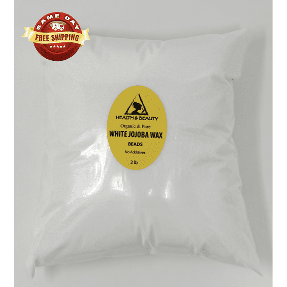 JOJOBA WAX WHITE BEADS ORGANIC PASTILLES PREMIUM GRADE 100% PURE 32 OZ, 2 LB