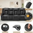 thumbnail image 6 of AECOJOY Reclining Sofa with Console&Bluetooth Speakers, Manual RV Recliner Couch with USB Ports&4 Cup Holders, 2 Side Pockets Recliners on Clearance Home Theater Seating, Fuax Leather, Black, 6 of 8