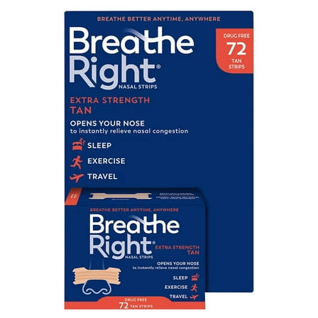 Breathe Right Extra Strength Nasal Strips, 72 Strips