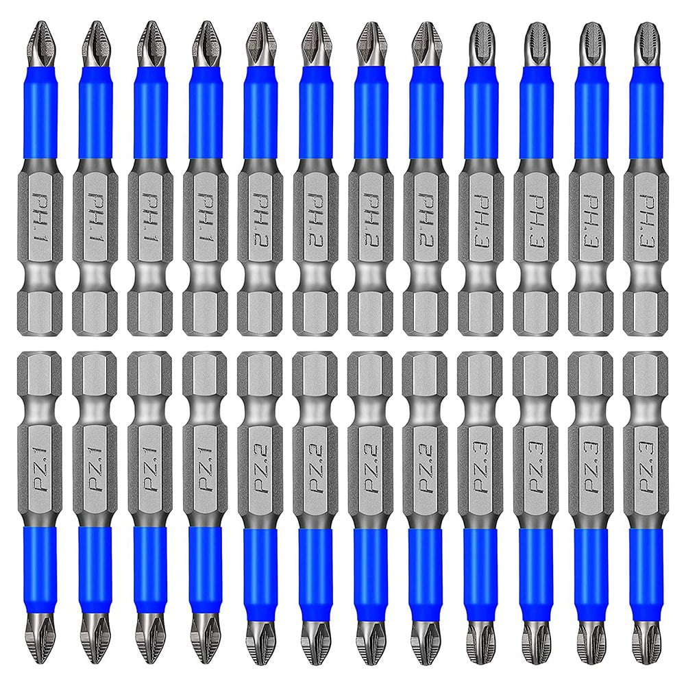 24 Pcs Anti Slip Screwdriver Bits Set PH1 PH2 PH3 PZ1 PZ2 PZ3