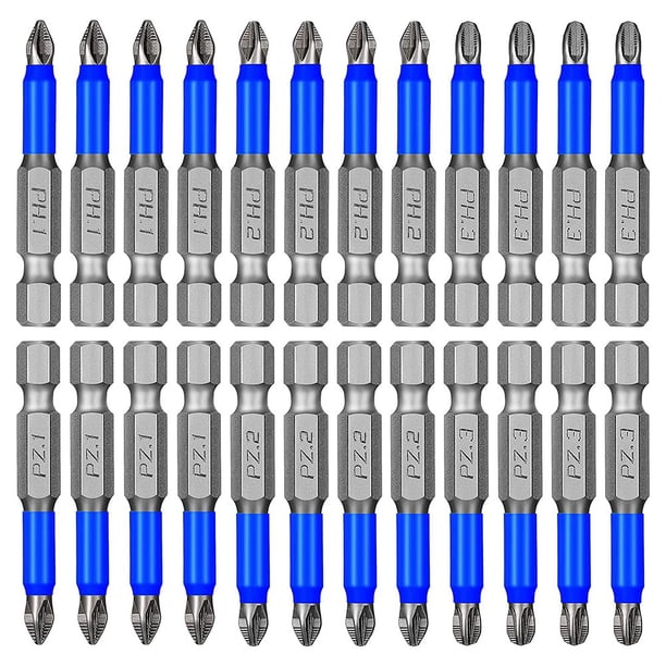 Juego de Puntas de Destornillador Antideslizantes MagnéTicas, 24 Piezas PH1 PH2 PH3 PZ1 PZ2 PZ3 VáStago Hexagonal de 1/4 Pulgadas