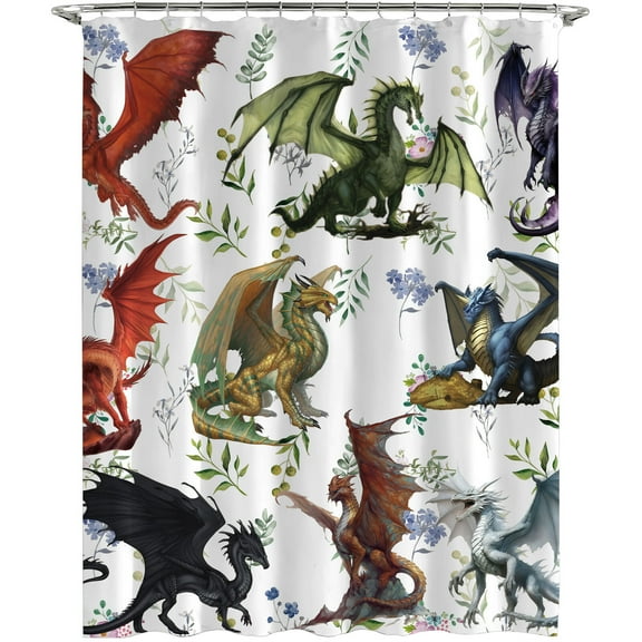 Cartoon For Dungeons and Dragons Themed Shower Curtain for Bathroom Decor,Durable Waterproof Polyester Fabric,72x72 Inch with 12 Pack Hooks Washable Curtain Set