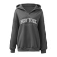 thumbnail image 4 of Women Sweatshirts Clearance Sale Fall Loose Hooded Long-sleeved Blouson One Shoulder Hoody Graphic Leisure Cotton Top Hoodies(Grey,S), 4 of 4
