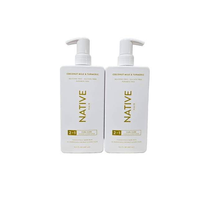 Shampoo y Acondicionador 2 en 1 de Leche de Coco y Cúrcuma para el Cuidado de Rizos (Paquete de 2)
