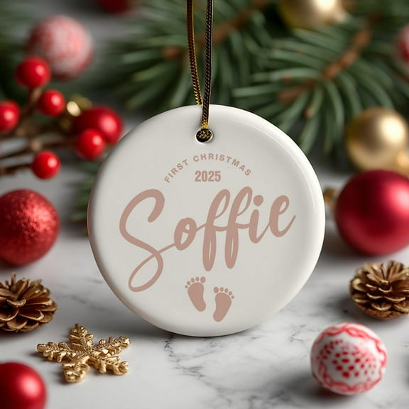 Personalized First Christmas Ornament 2025: Baby Footprint Keepsake