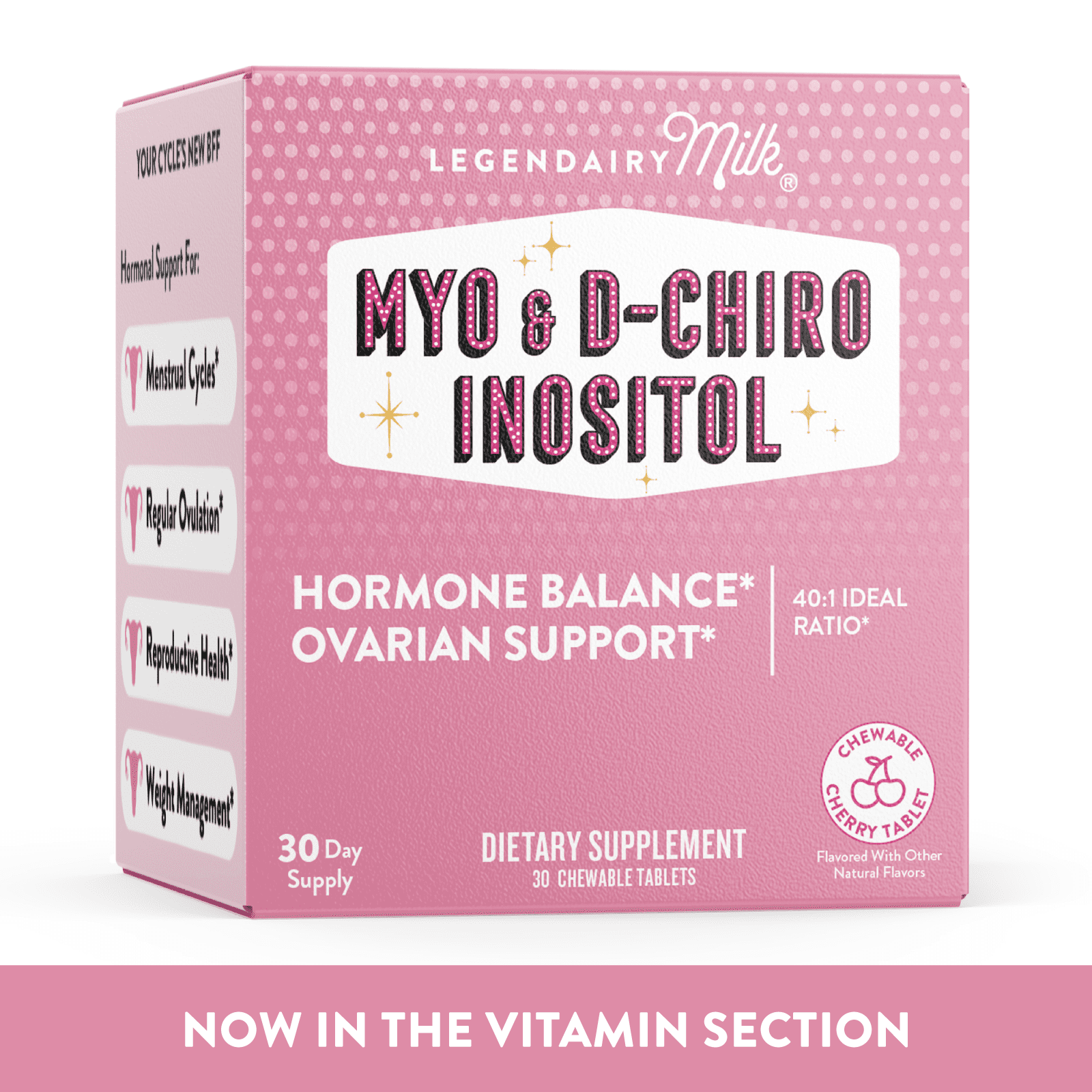 Legendairy Milk Myo and D-Chiro Inositol Chewable Tablets, Dietary Supplement, 30 Count