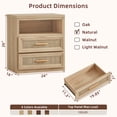 thumbnail image 2 of Boho 2 Drawers Rattan Farmhouse Nightstand, Rustic Bedside Table with Drawers for Bedroom, Vintage End Table with Open Shelf for Living Room, Natural, 2 of 9