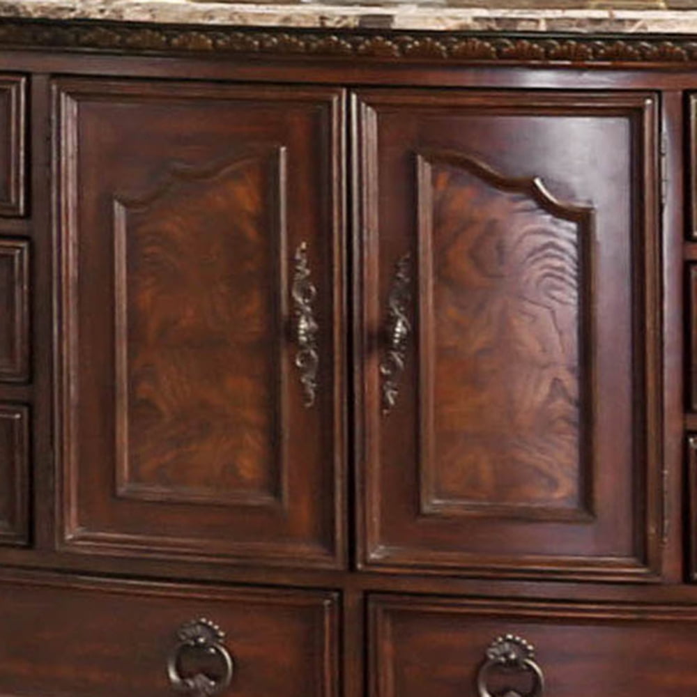 Furniture of America Davidson 2-Piece Dresser and Mirror Set, Brown Cherry