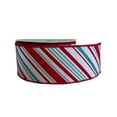 thumbnail image 2 of Red White Teal Green Candy Cane Ribbon - 2 1/2" x 10 Yards, Wired Edge, Christmas Ribbon, Glitter Sparkles, Wreath, Bows, 2 of 6