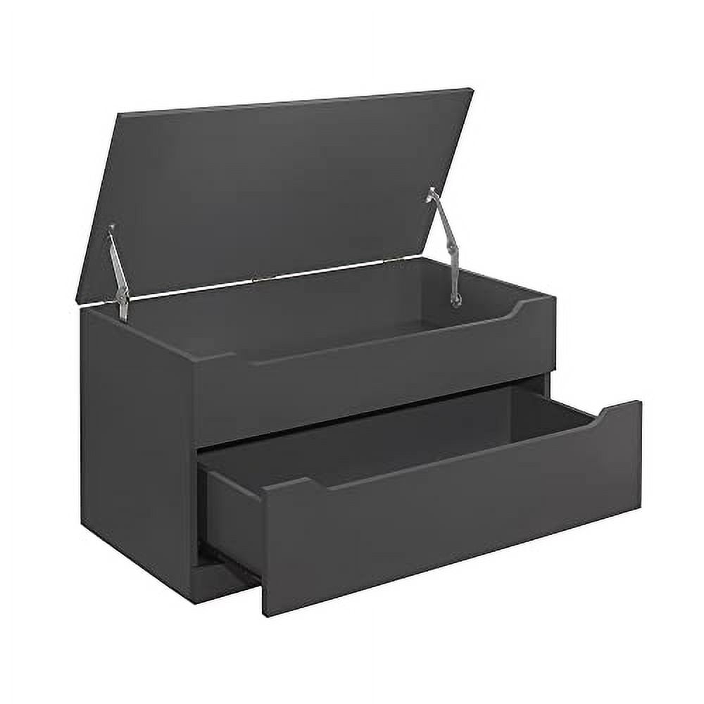 Kings Brand Furniture - Chelsea Storage Bench Toy Box Storage Chest with Drawer for Playroom, Living Room, Bedroom, Gray