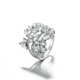 thumbnail image 3 of 14K White Gold Plated Crystal Plated Leaf Ring Made with crystals, 3 of 4