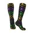 thumbnail image 4 of Balery Mardi Gra Geometric Fun Novelty Socks Men'S Women'S Crew Socks Funny Crazy Novelty Socks Quirky And Cool Socks, 4 of 9