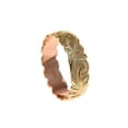 thumbnail image 5 of 14k yellow rose gold 2 tone custom hand engraved Hawaiian scroll maile ring 6mm cut out size 5, 5 of 8