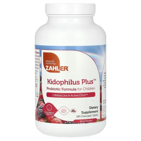 Zahler Kidophilus Plus, Probiotic Formula For Children, Berry, 1 Billion CFUs, 180 Chewable Tablets