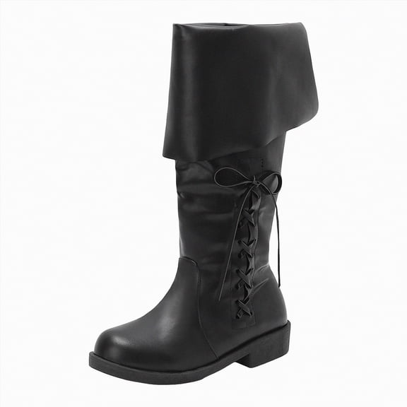 UngA Woman Boots Slouchy Boots Wide Calf Combat Platform Boots Chunky Heel Punk Goth Riding Mid Calf Boots Women Black,Size 6