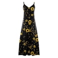 thumbnail image 5 of Ovticza Summer Dresses for Women 2024 Spaghetti Strap Sleeveless Maxi Dresses V Neck a Line Womens Summer Dresses Long Floral Women Sundresses Yellow 2XL, 5 of 5