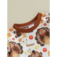 thumbnail image 6 of FEORJGP Infant Newborn Baby Thanksgiving Sweatshirt Jumpsuit Cartoon Turkey Print Bodysuit Round Neck Rompers Long Sleeve Romper Toddler Clothes, 6 of 9