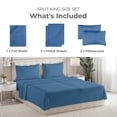 thumbnail image 3 of Sleepy Town Sheets Set, Soft & Wrinkle Free Microfiber 5 Piece Split King Sheet Set Deep Pocket, Denim Blue, 3 of 5