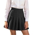 thumbnail image 2 of Girl High Waist Uniform Pleated Skirt Solid Color A Line Short School Skater, 2 of 8