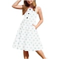 thumbnail image 2 of JDQJBZ Kids Toddler Girls Dress Sleeveless Button Front Layered Ruffle Hem with Pockets Sundress, 2 of 5