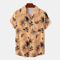 thumbnail image 4 of Hawaiian Men's Shirt Beach Coconut Tree Print Short Sleeve Men's Clothes Fashion Lapel Button Top T-shirt New Shirt For Men, 4 of 6