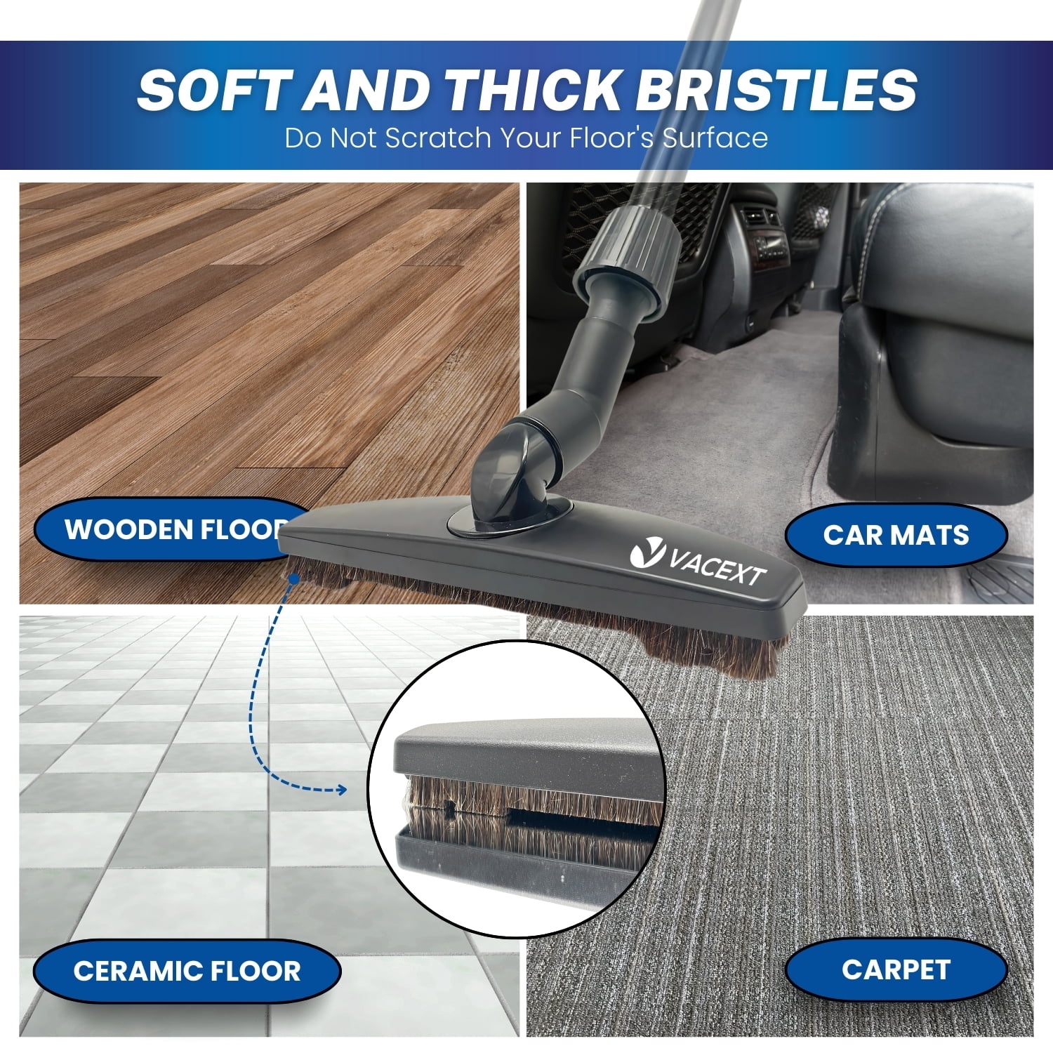 For Shark Rotator NV501 NV500 Series -Upgraded Hardwood Floor Attachment with Horse Hair Soft Bristles & Flexible Brush Head plus Hose Adapter: Work on Low Carpet & Wood/Bare/Tile/Hard Floors