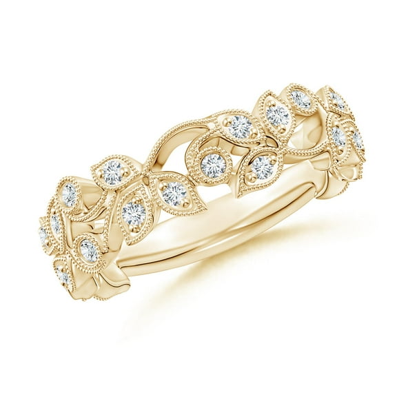 ANGARA Lab Grown Nature Inspired Diamond Vine Ring for Women in 14K Yellow Gold (Size-1.3mm| Color-F-G| Clarity-VS) | April Birthstone, Anniversary, Jewelry Gift for Women | Lab-Grown Diamond Ring