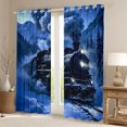 thumbnail image 2 of Manfei Classic Train Blackout Curtains Set of 2 (52x84 Each),Snowy Mountain Curtain,Blue, 2 of 7