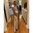 thumbnail image 3 of Lentta Women's Striped Wide Leg Pants Casual Drawstring Lounge Trousers with Pockets, 3 of 7