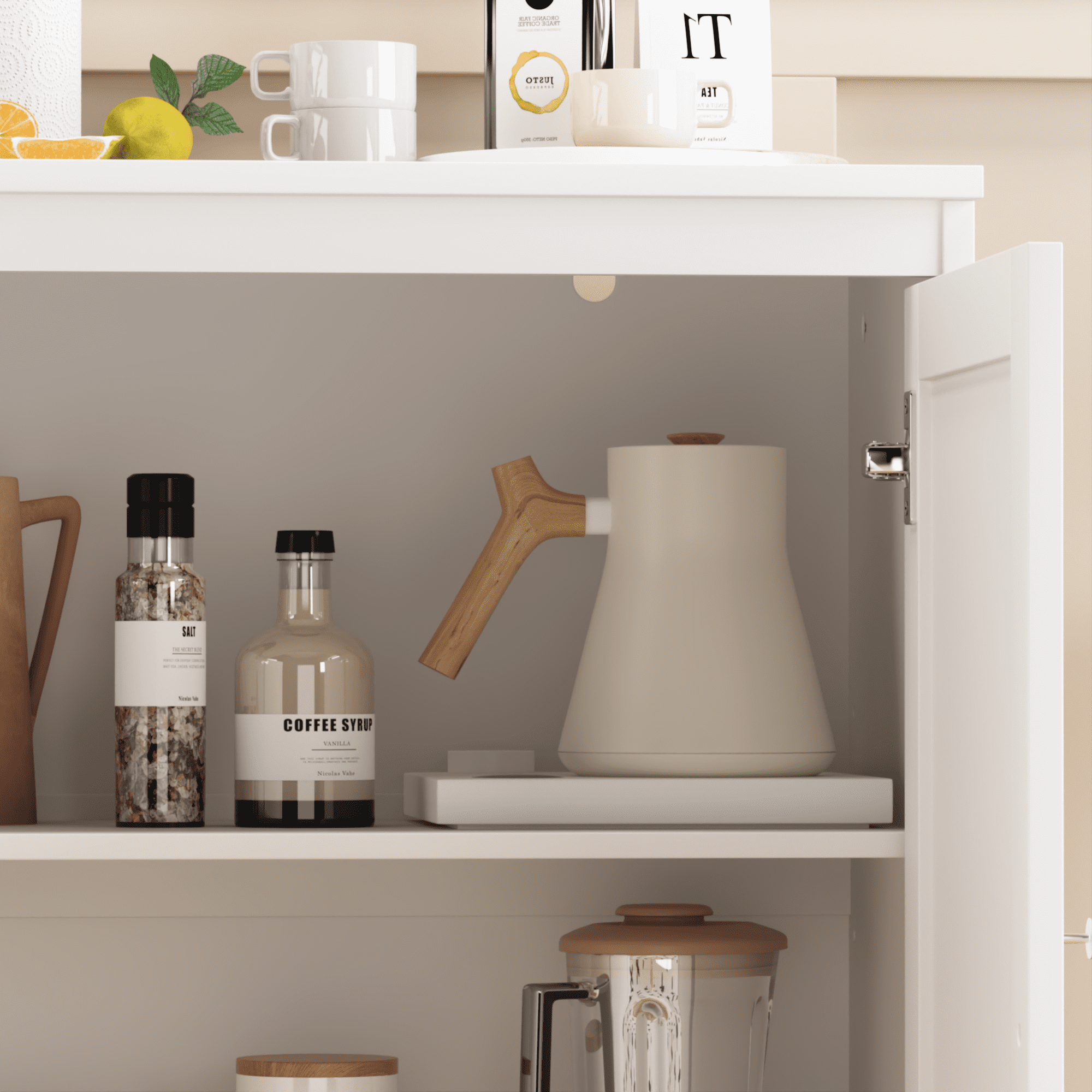 Jopath Coffee Bar,Kitchen Storage Cabinet with Double Doors,29" Kitchen Storage Cabinet with Double Doors,White