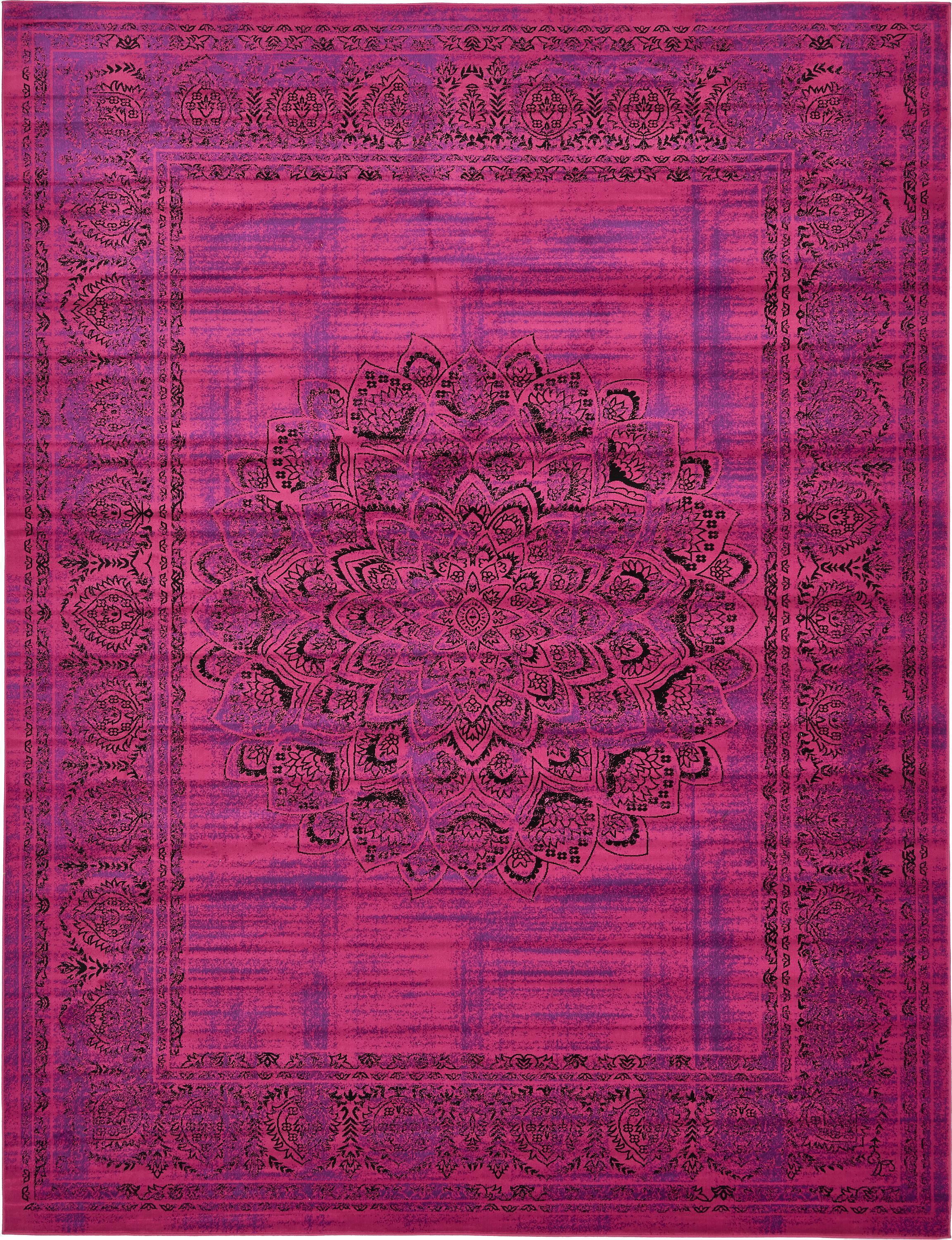 Unique Loom Indoor Rectangular Distressed Contemporary Area Rugs Pink