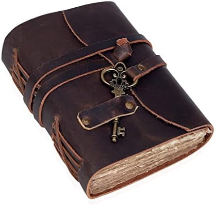 Leather Journal for Women Men, Deckle Edge Paper Leather Notebook of 180 GSM, Book of Shadows Journal Blank, Leather Bound Journal diary (Dark Brown)