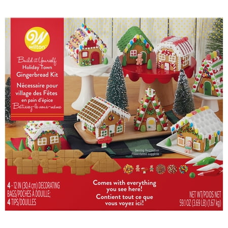 Wilton Build-it-Yourself Gingerbread Village Decorating Kit, 8-piece Party (World's Best Gingerbread House)