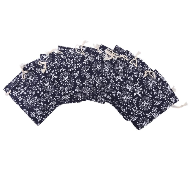 10pcs Bolsa de Regalo de Cordón Azul y Blanca Sunnimix 14x10cm Bolsa de algodón de ramio