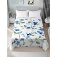 thumbnail image 4 of King Flat Sheet 105"x98", Spring Blue Floral Soft Lightweight Bedding Flat Sheets Only, Ombre Garden Flower Botanical Blooms Brushed Microfiber Top Bed Sheet, Breathable StainResistant Bedsheets, 4 of 9