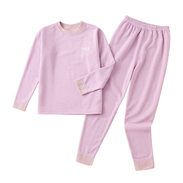 ZACPNCV Pyjama pour Filles Enfants Ensemble de Pyjamas 2 Pcs Doux et Confortable Haut à Manches Longues et Pantalon Pyjama Extensible pour Filles Violet 15-16 Ans