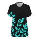thumbnail image 5 of Puntoco Liquidación de blusas cortas para mujer Camisa básica estampada de manga corta con cuello en V y talla grande para mujer, 5 of 5