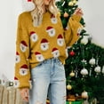 thumbnail image 4 of IROINNID Deals Pullover Sweater for Women Christmas Santa Claus Print Round-Neck Long Sleeve Warm Sweater Relaxed Fit Holiday Warm Pullover Tops,Gold, 4 of 4