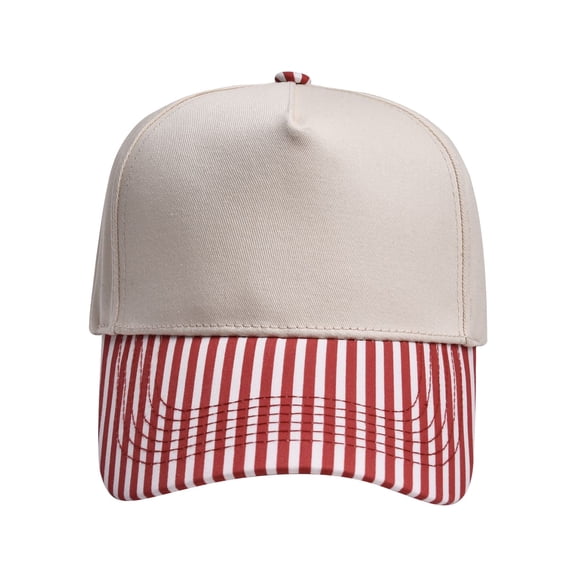 LIZENG Beige Top Striped Brim Baseball Cap for Women Men Two Tone Trucker Hat Lightweight Soft Cotton Adjustable Curved Bill Dad Hat Casual Outdoor Sun Hat