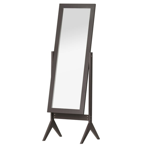 HOMCOM Full Length Mirror, Floor Standing Mirror with Adjustable Angle for Dressing Living Room Bedroom, Dark Brown