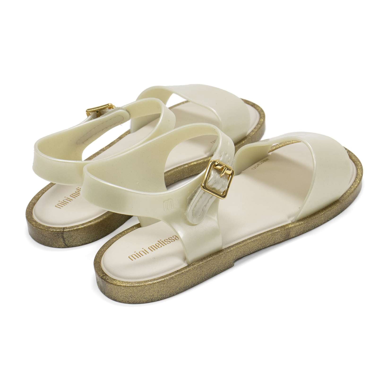 Mini Melissa Toddlers Mini Mar Sandal, White \ Glitter,9 M US