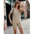 thumbnail image 5 of Ekouaer Biker Short Sets Women 2 Piece Outfits Ribbed Pajama Short Sleeve Workout Set, 5 of 7