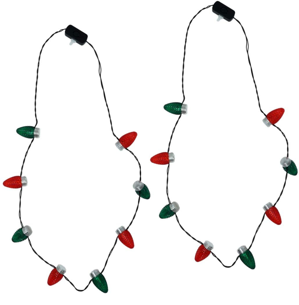 Green and Red with Green Earrings Classic Bulb Holiday Light Necklace 