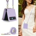 thumbnail image 7 of Allytechgroup Moto Razr 40 Wallet Case with Hand Wrist Shoulder Strap, Premium PU Leather Cards Slots Zipper Pocket Shockproof Protective Phone Case Cover for Motorola Moto Razr 40, Purple, 7 of 7