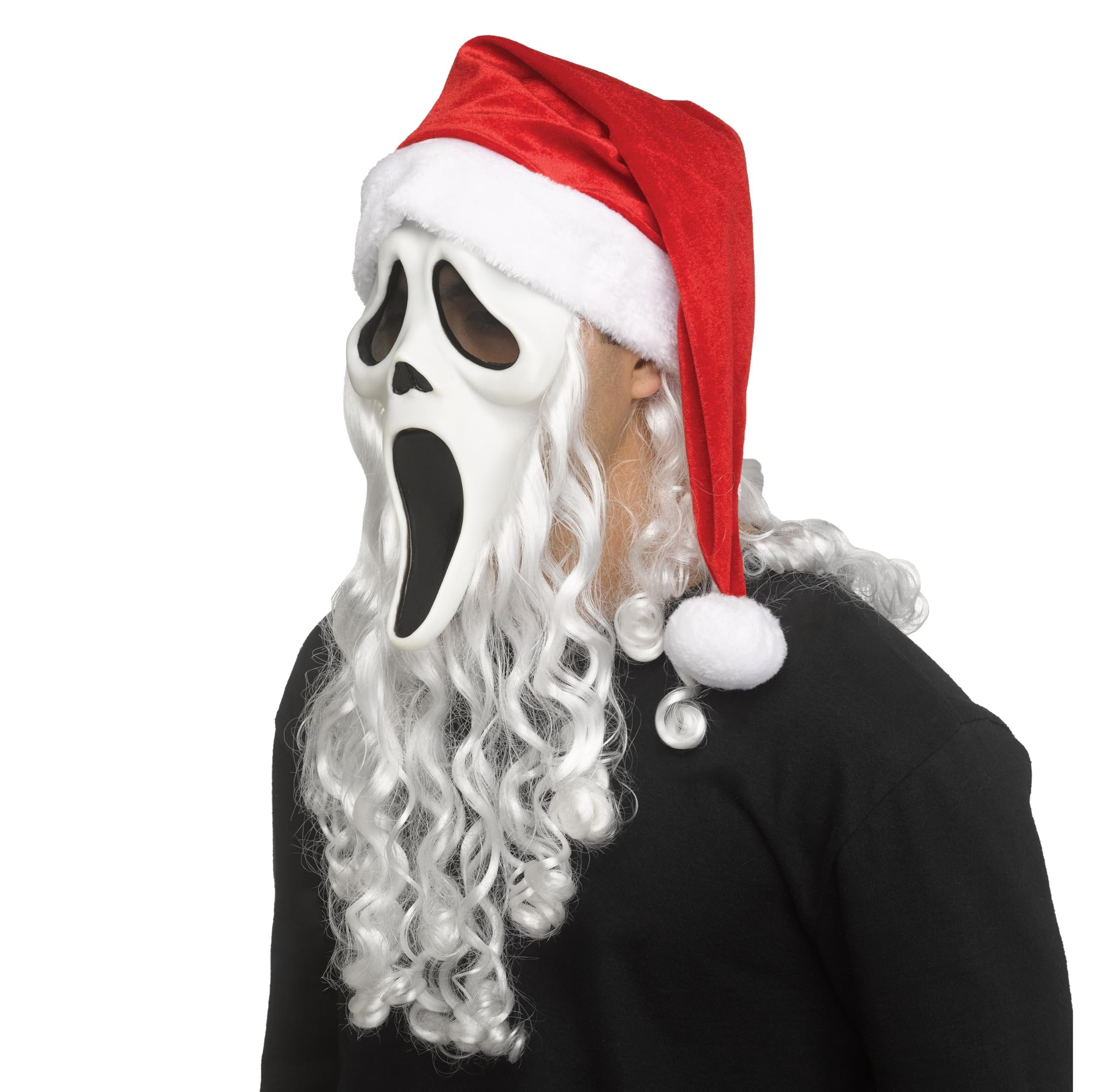 Scream, Ghost Face Santa Mask Costume Accessory, Multi-Color