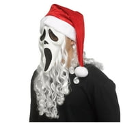 Fun World Ghost Face Adult General Sizing Full Face Mask with Santa Hat Halloween Costume Mask - White Medium