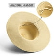 thumbnail image 3 of Peak 2 Peak Women and Men Wide Brim Straw Panama Summer Beach Sun Hat - Adjustable, Fedora, UPF50+Beige, 3 of 6
